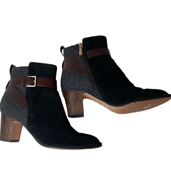 Clarks Cushion Plus “Spiced River” Two Tone Suede/Felt Heel Ankle Booties. Sz 9. - Picture 2 of 10